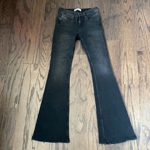 Zara bell bottom jeans. Mid rise. Black wash stretch. Worn 1 time. Size 4
